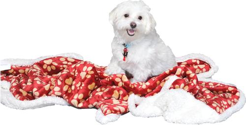 Show full view: HappyCare Textiles Ultra Soft Flannel Cat & Dog Blanket, Red slide 3 of 5