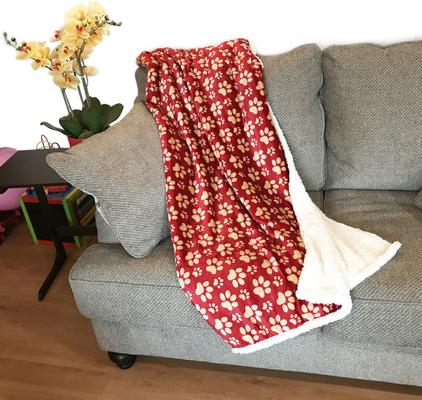 Show full view: HappyCare Textiles Ultra Soft Flannel Cat & Dog Blanket, Red slide 4 of 5