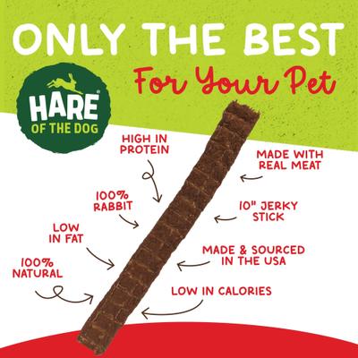 Show full view: Hare of the Dog 100% Rabbit Jerky Stick Dog Treat slide 3 of 11