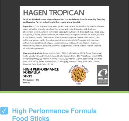 Show full view: Hari Tropican High Performance Sticks Bird Food, 8-lb bag slide 4 of 10