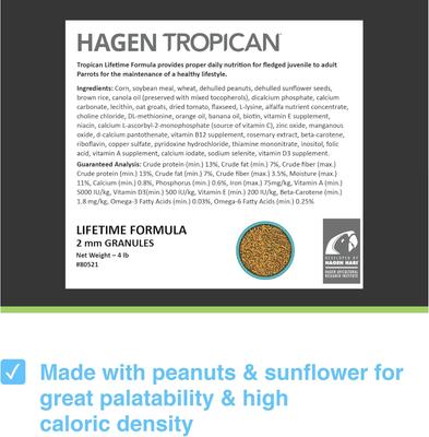 Show full view: Hari Tropican Lifetime Gran 2-mm Bird Food, 4-lb bag slide 7 of 9