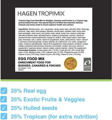 Show full view: Hari Tropimix Egg Food Mix Enrichment Food for Budgies, Canaries & Finches, 8-lb bag slide 4 of 10
