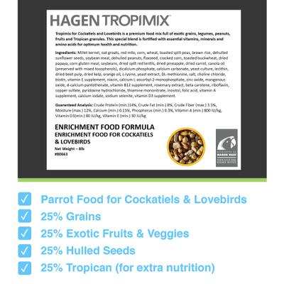 Show full view: Hari Tropimix Enrichment Cockatiel & Lovebird Food, 8-lb bag slide 2 of 9