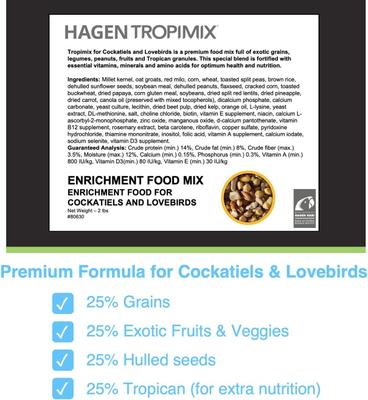 Show full view: Hari Tropimix Peanut Flavored Lovebird & Cockatiel Bird Food, 2-lb bag slide 4 of 9