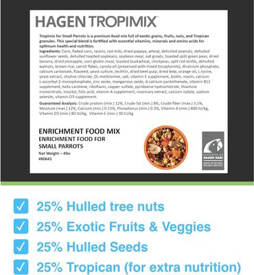 Show full view: Hari Tropimix Small Parrot Bird Food, 4-lb bag slide 3 of 10