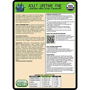 Harrison's Adult Lifetime Fine Organic Pellet Bird Food, 1-lb bag