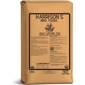 Harrison's Bird Foods Adult Lifetime Fine Organic Pellet Bird Food, 25-lb bag