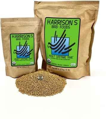 Show full view: Harrison's Bird Foods Adult Lifetime Fine Organic Pellet Bird Food, 5-lb bag slide 6 of 7