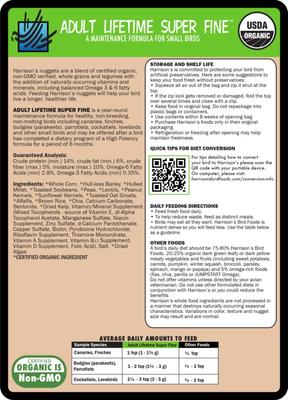 Show full view: Harrison's Bird Foods Adult Lifetime Super Fine Organic Pellet Bird Food, 1-lb bag slide 2 of 10