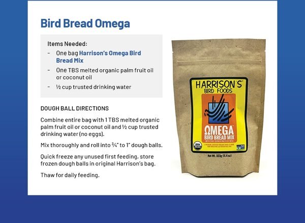 Harrison's Bird Foods Bird Bread Mix Omega Organic Powder Bird Food, 11.4-oz bag