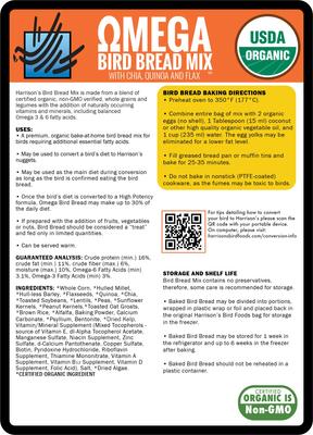 Show full view: Harrison's Bird Foods Bird Bread Mix Omega Organic Powder Bird Food, 11.4-oz bag slide 2 of 9
