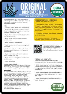 Show full view: Harrison's Bird Foods Bird Bread Mix Original Organic Bird Food, 9-oz bag slide 2 of 8