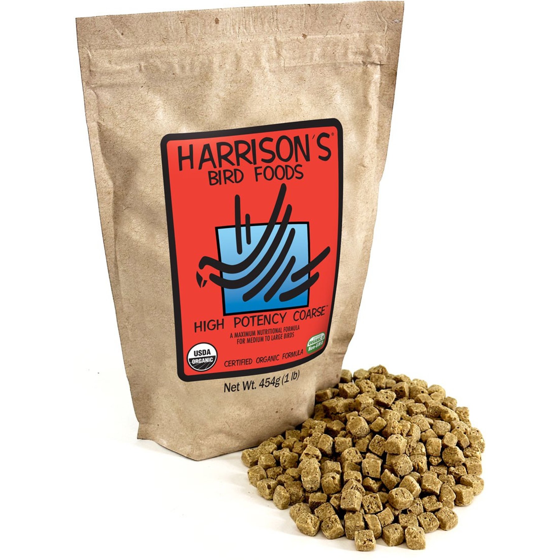 Harrison's Bird Foods High Potency Coarse Organic Pellet Bird Food, 1-lb bag