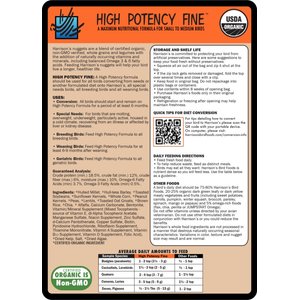 Harrison's Bird Foods High Potency Fine Organic Pellet Bird Food, 5-lb bag