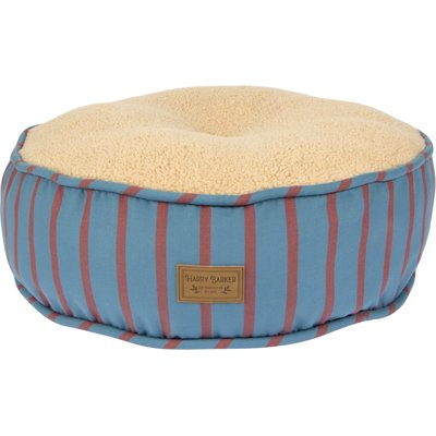 Harry Barker Harry Barker Blue Striped Sherpa Pouf Dog & Cat Bed, Blue