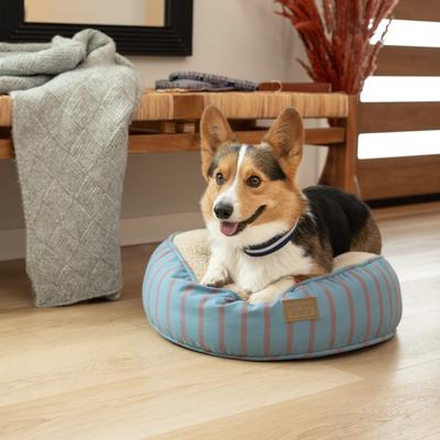 Show full view: Harry Barker Blue Striped Sherpa Pouf Dog & Cat Bed, Blue slide 5 of 8