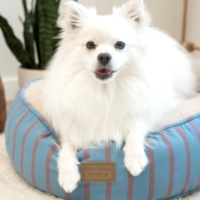 Show full view: Harry Barker Blue Striped Sherpa Pouf Dog & Cat Bed, Blue slide 3 of 8