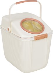 Harry Barker Plastic Dog Food Storage, White & Tan, 80-cups