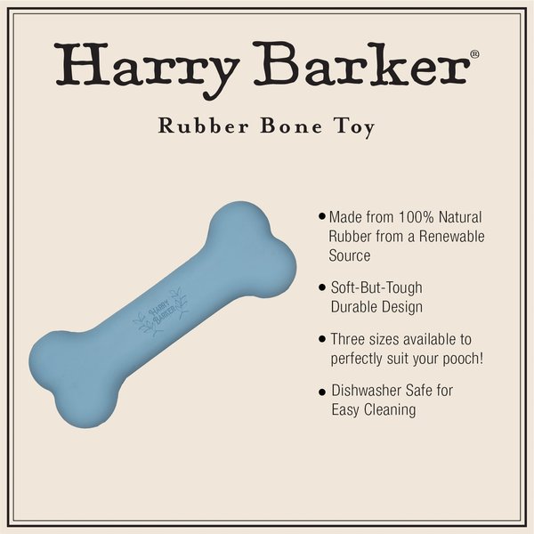 Harry Barker Rubber Bone Dog Chew Toy, Blue