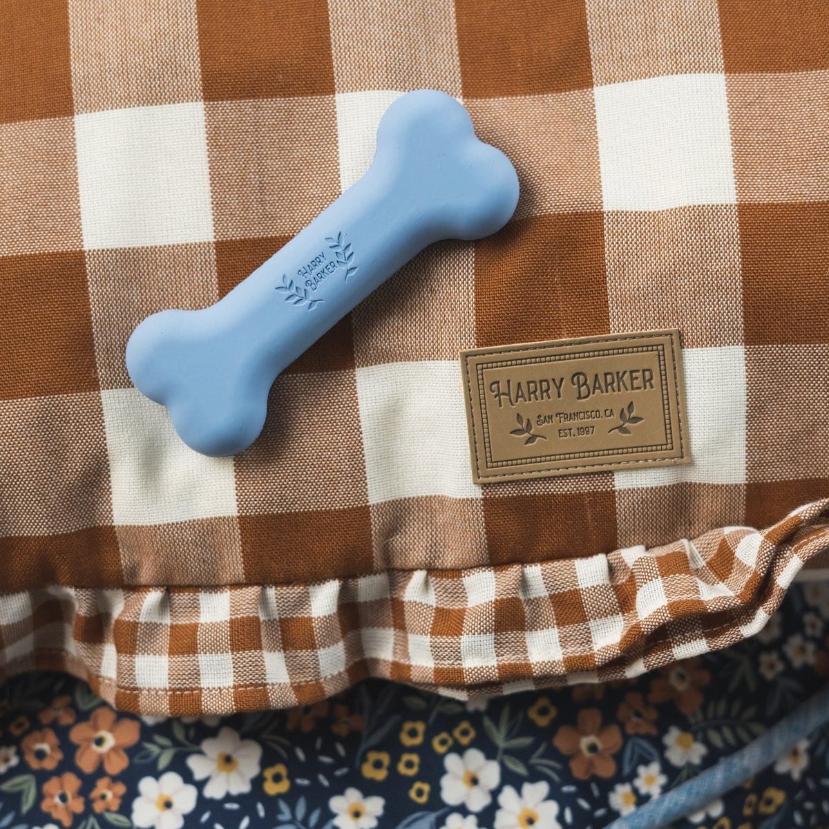 Harry Barker Gingham Bone Dog Toy