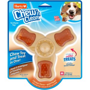 Hartz Chew 'n Clean Chew Chicken Flavored Tri-Point Dog Treat & Chew Toy, Medium