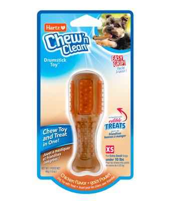 Show full view: Hartz Chew 'n Clean Chicken Flavored Drumstick Dog Treat & Chew Toy X-Small slide 1 of 10
