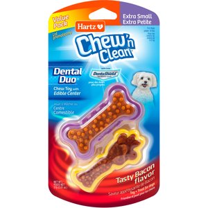 Hartz Chew 'n Clean Dental Duo Dog Treat & Chew Toy, X-Small, 2 count