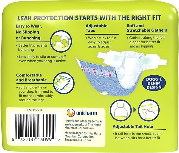 Show full view: Hartz Comfitables Male & Female Dog Diapers, XX-Small: Up to 10-in waist, 12 count slide 8 of 11
