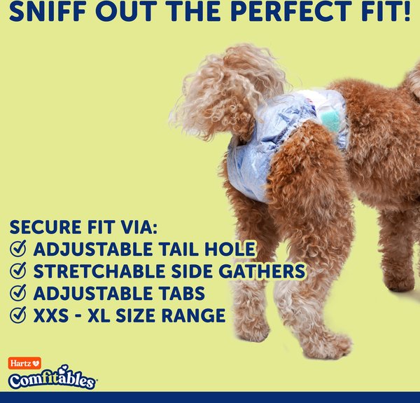 Show full view: Hartz Comfitables Male & Female Dog Diapers, XX-Small: Up to 10-in waist, 12 count slide 5 of 11
