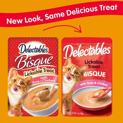 Show full view: Hartz Delectables Bisque Tuna & Chicken Lickable Cat Treats, 1.4-oz pouch, bundle of 24  slide 3 of 12