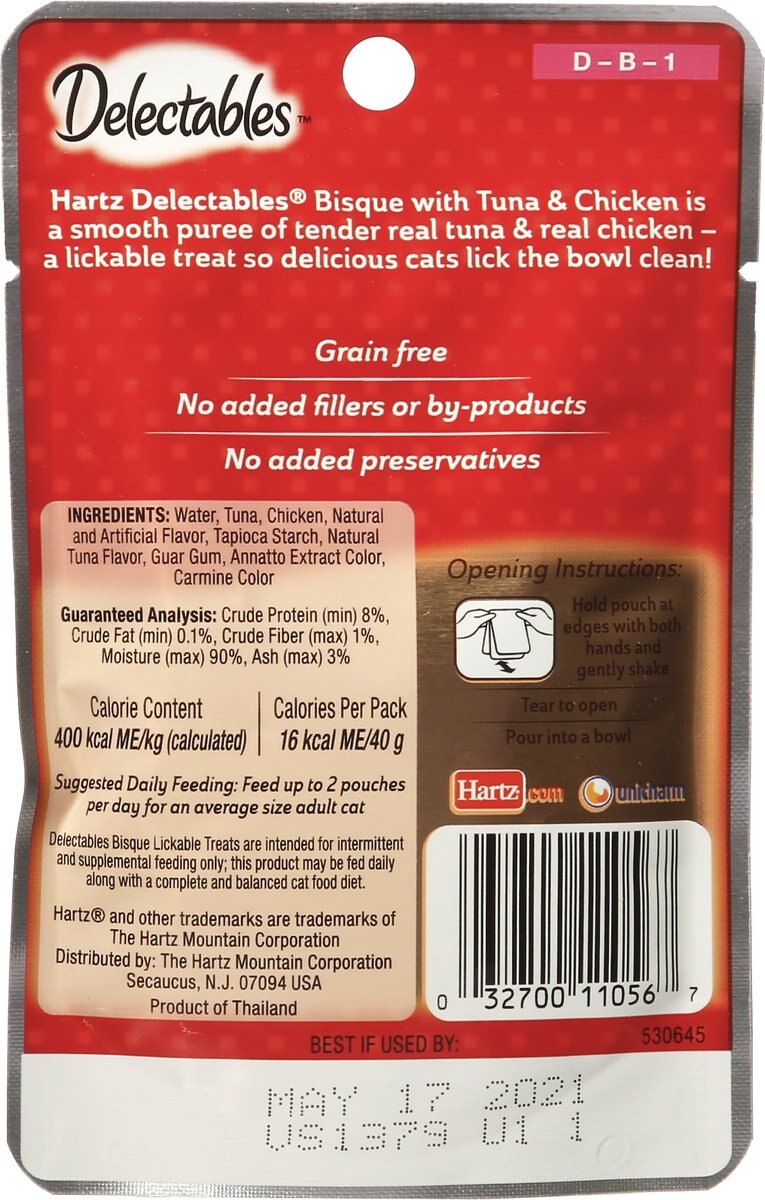 Hartz Delectables Soft Pate Tuna, Chicken & Veggies Cat Treats, 1.4-oz pouch, 12 count