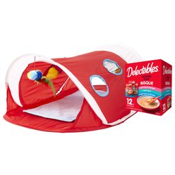 Hartz Delectables Bisque Variety Pack Lickable Cat Treats, case of 12 + Hartz Just for Cats Peek & Play Pop-Up Tent Cat Toy