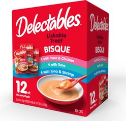 Hartz Delectables Bisque Variety Pack Lickable Cat Treats, case of 12 + Hartz Just for Cats Peek & Play Pop-Up Tent Cat Toy slide 2 of 7