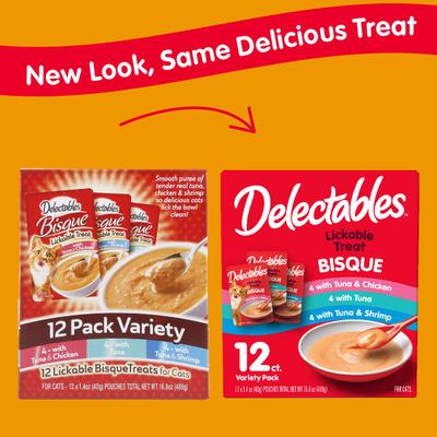 Show full view: Hartz Delectables Bisque Variety Pack Lickable Cat Treats, case of 12 + Hartz Just for Cats Peek & Play Pop-Up Tent Cat Toy slide 3 of 8