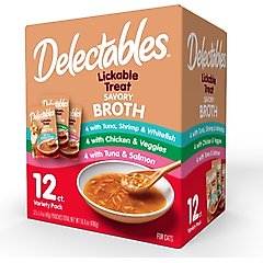 Hartz Delectables Savory Broth Variety Pack Lickable Cat Treats, 1.4-oz pouch, 12 count