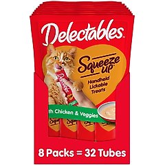 Hartz Delectables Squeeze Up Chicken & Veggie Lickable Cat Treats, 0.5-oz tube, 32 count