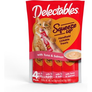 Hartz Delectables Squeeze Up Tuna & Salmon Grain-Free Lickable Cat Treats, 0.5-oz tube, 4 count
