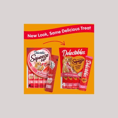 Show full view: Hartz Delectables Squeeze Up Tuna & Salmon Grain-Free Lickable Cat Treats, 0.5-oz tube, 4 count slide 5 of 12