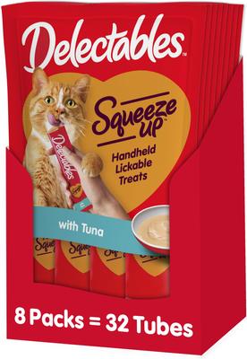 Show full view: Hartz Delectables Squeeze Up Tuna & Salmon + Squeeze Up Tuna Lickable Cat Treats, 0.5-oz tube, 32 count slide 6 of 10