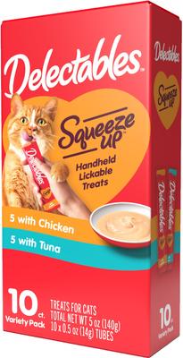 Show full view: Hartz Delectables Squeeze Up Variety Pack + Delectables Stew Variety Pack Lickable Cat Treats slide 2 of 10