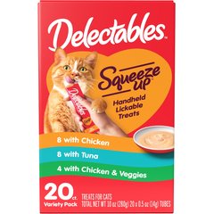 Hartz Delectables Squeeze Up Variety Pack Grain-Free Lickable Cat Treats, 0.5-oz tube, 20 count