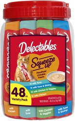 Hartz Delectables Squeeze Up 4-Flavor Variety Pack Grain-Free Lickable Cat Treats, 0.5-oz tube, 48 count