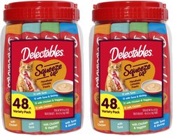 Hartz Delectables Squeeze Up 4-Flavor Variety Pack Grain-Free Lickable Cat Treats, 0.5-oz tube, 96 count bundle 