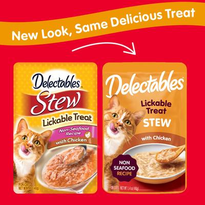 Show full view: Hartz Delectables Stew Non-Seafood Recipe with Chicken Lickable Wet Cat Treats, 1.4-oz pouch, bundle of 24  slide 3 of 11