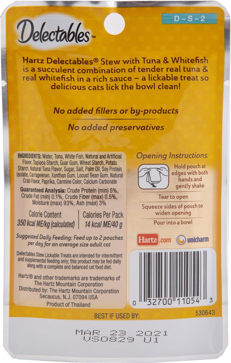 Hartz Delectables Lickable Treat Stew Tuna & Whitefish Lickable Cat Treats