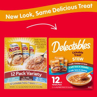 Show full view: Hartz Delectables Stew Variety Pack Lickable Cat Treats, 1.4-oz pouch, bundle of 48  slide 3 of 12