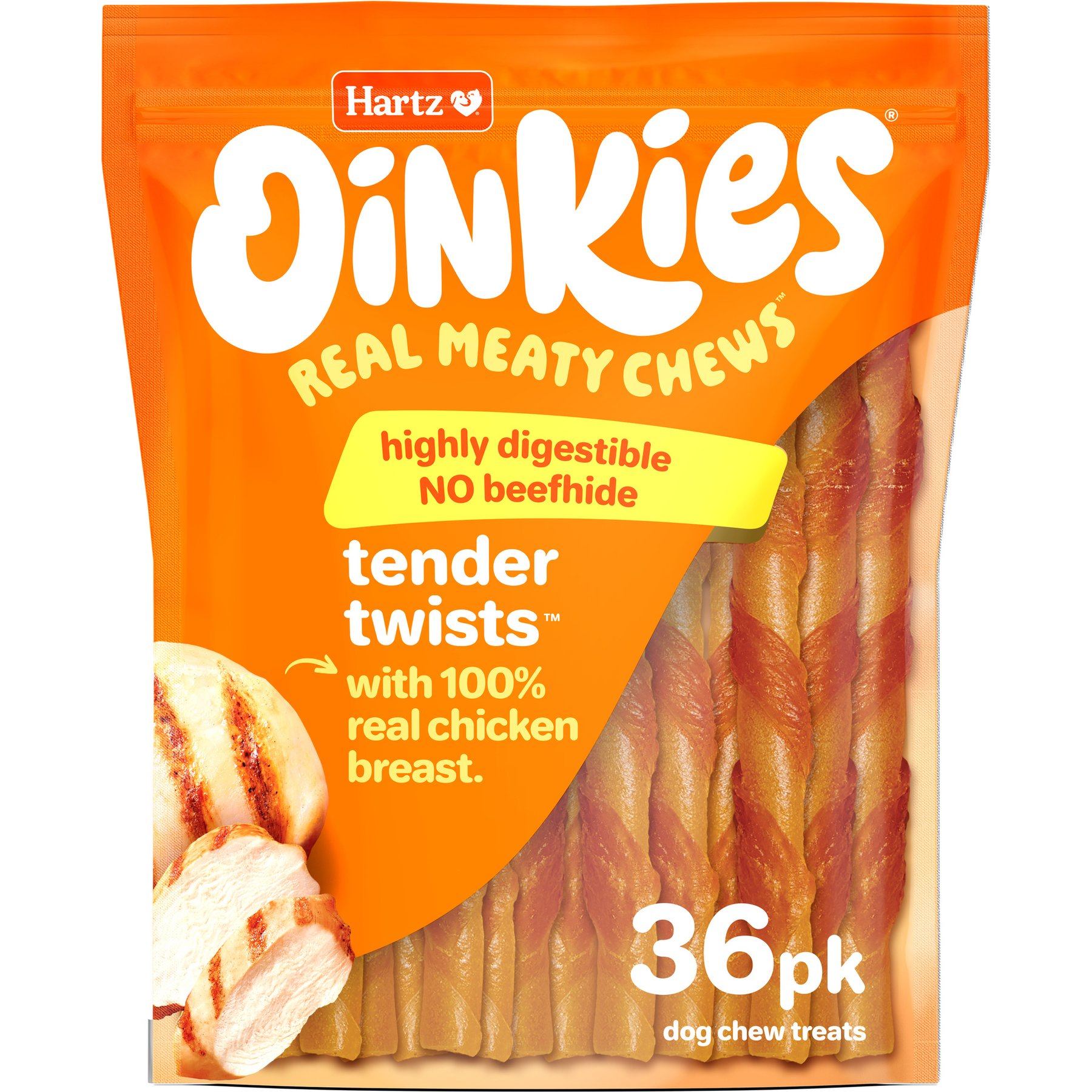 Hartz Disposable Male & Female Diapers, Medium, 32 count + Oinkies Tender Treats Real Chicken Dog Treats