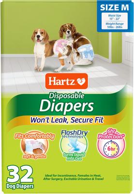 Show full view: Hartz Disposable Male & Female Diapers, Medium, 32 count + Oinkies Tender Treats Real Chicken Dog Treats slide 2 of 9