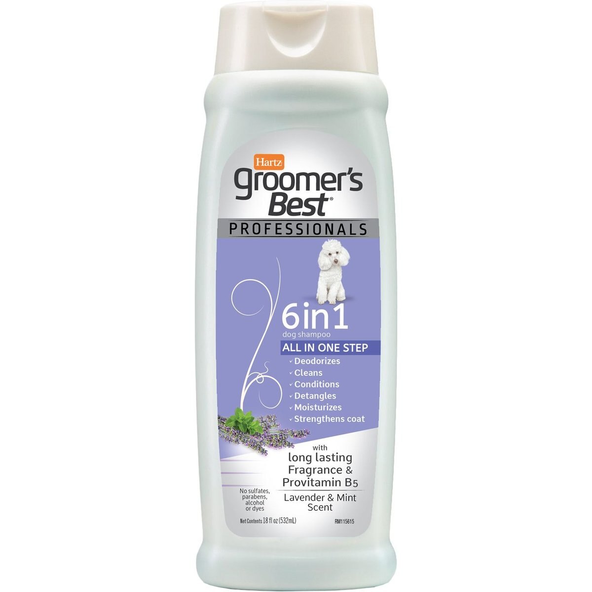 Hartz Groomer's Best Professionals 6-in-1 Dog Shampoo, Lavender & Mint Scent, 18-fl oz bottle