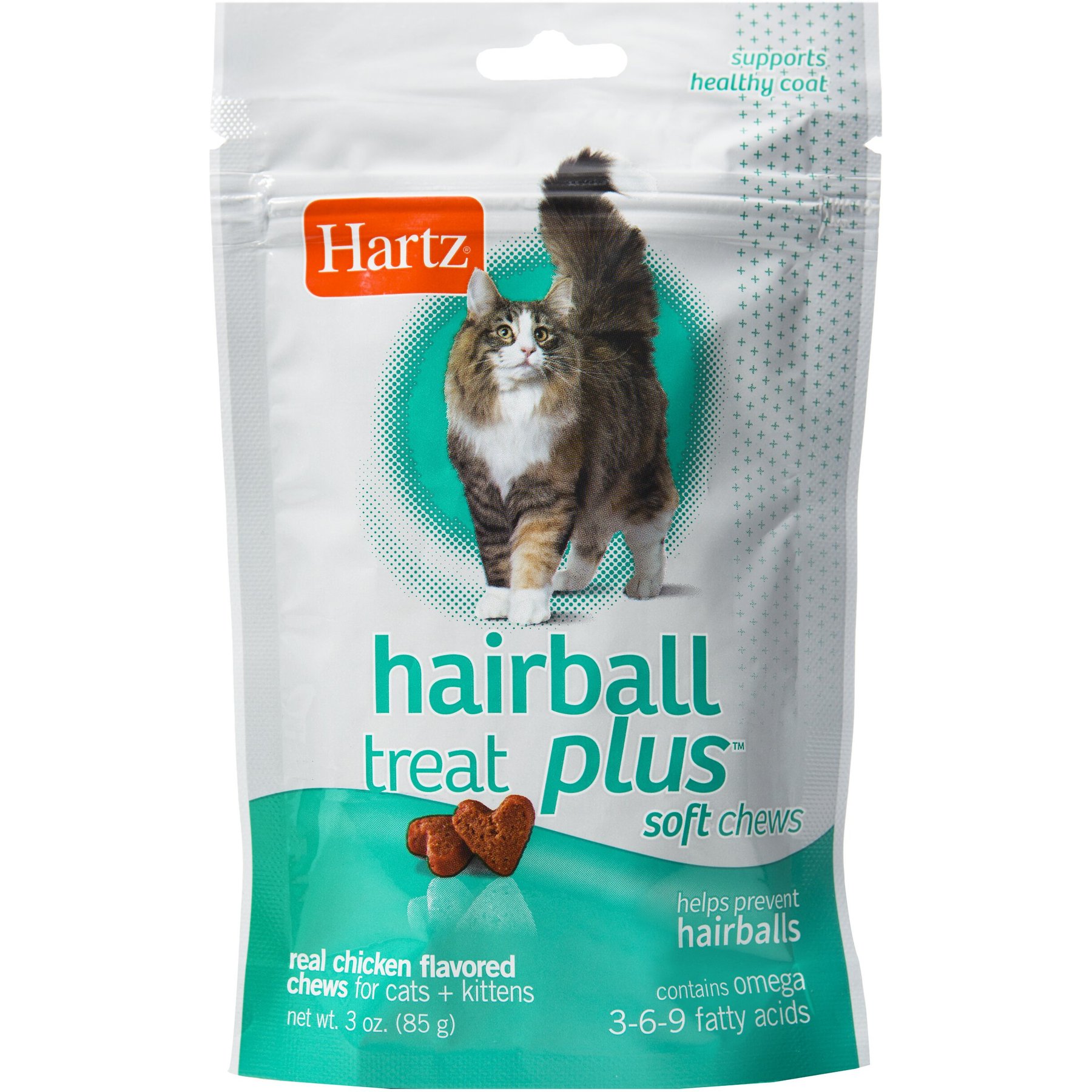 Hartz Hairball Remedy Plus Chicken Flavor Soft Chews for Cats, 3-oz